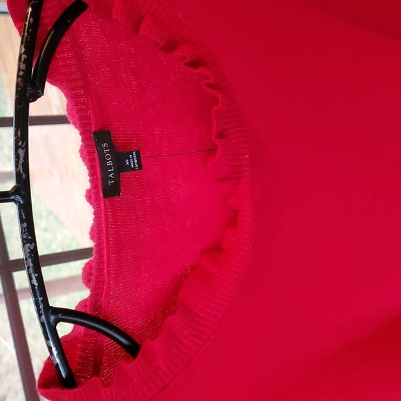 Talbots Red Ruffled Neck Long Sleeve Sz. XL Sweater NWT - Picture 2 of 10